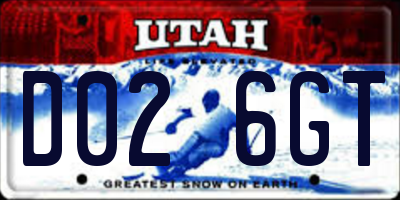 UT license plate D026GT