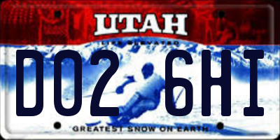 UT license plate D026HI