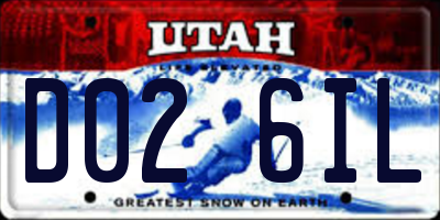 UT license plate D026IL