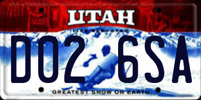 UT license plate D026SA