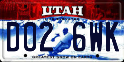 UT license plate D026WK