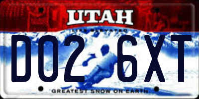 UT license plate D026XT
