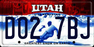 UT license plate D027BJ