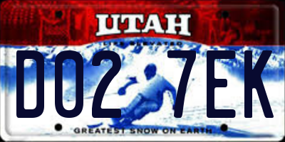 UT license plate D027EK