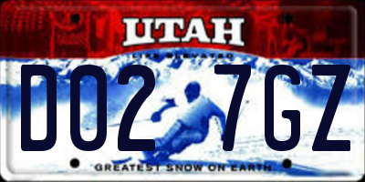 UT license plate D027GZ