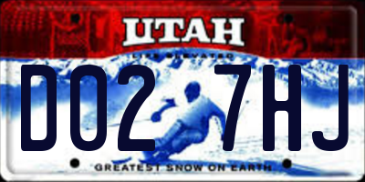 UT license plate D027HJ
