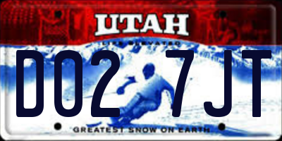 UT license plate D027JT