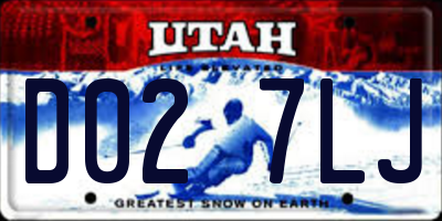 UT license plate D027LJ