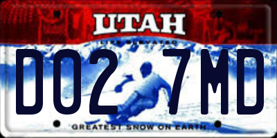 UT license plate D027MD