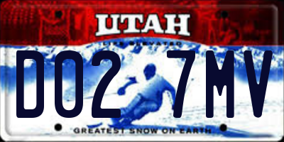 UT license plate D027MV