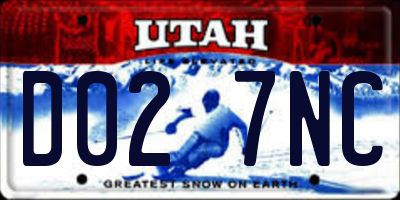 UT license plate D027NC