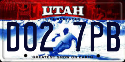 UT license plate D027PB