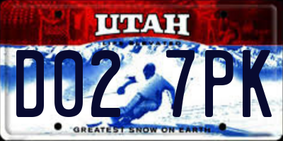 UT license plate D027PK