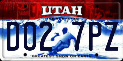 UT license plate D027PZ