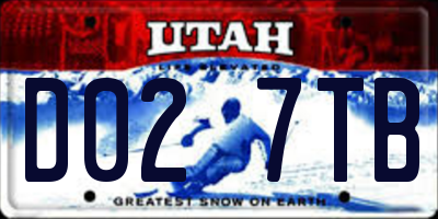UT license plate D027TB