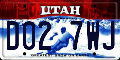 UT license plate D027WJ