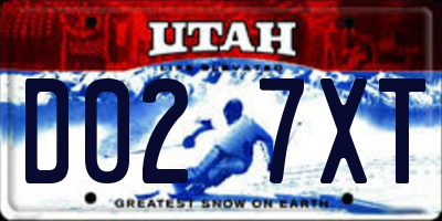 UT license plate D027XT