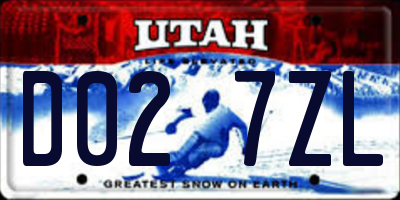 UT license plate D027ZL