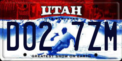 UT license plate D027ZM