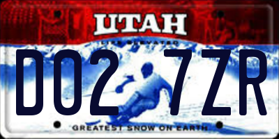UT license plate D027ZR