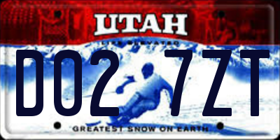 UT license plate D027ZT
