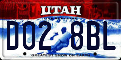 UT license plate D028BL