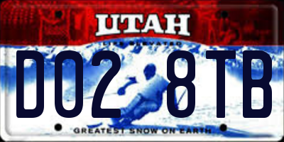 UT license plate D028TB