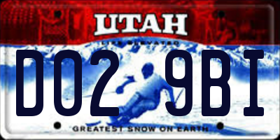 UT license plate D029BI