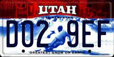 UT license plate D029EF