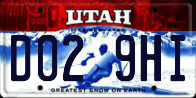 UT license plate D029HI