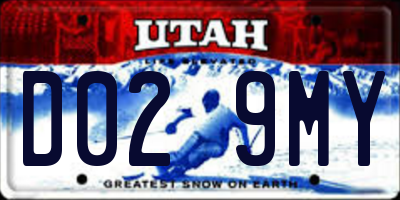 UT license plate D029MY