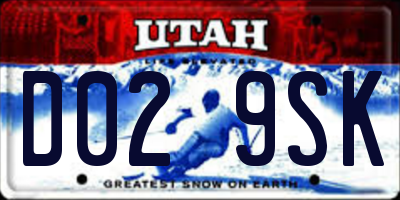UT license plate D029SK