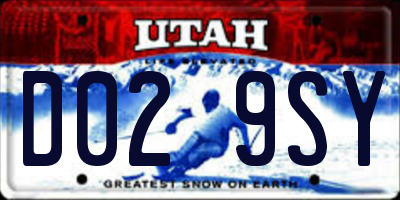 UT license plate D029SY