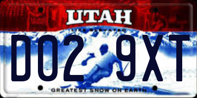 UT license plate D029XT