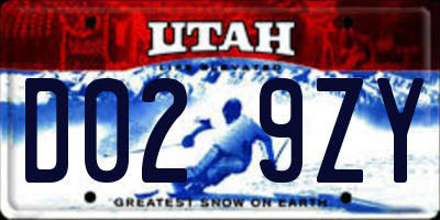 UT license plate D029ZY