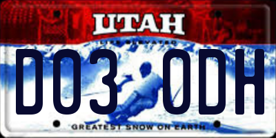 UT license plate D030DH