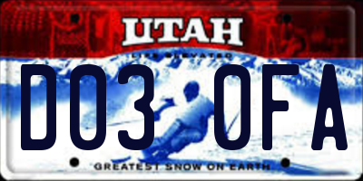 UT license plate D030FA