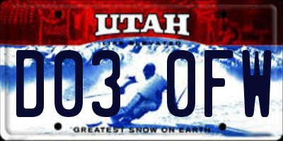 UT license plate D030FW