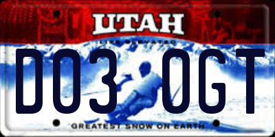 UT license plate D030GT
