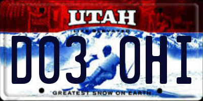 UT license plate D030HI