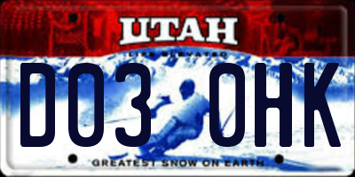 UT license plate D030HK