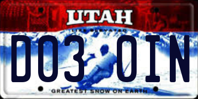 UT license plate D030IN