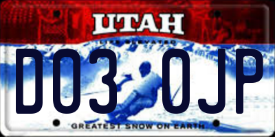 UT license plate D030JP