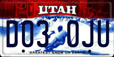 UT license plate D030JU
