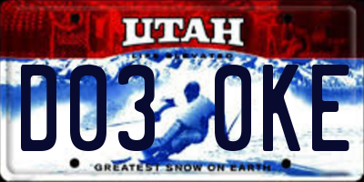 UT license plate D030KE