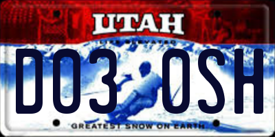 UT license plate D030SH