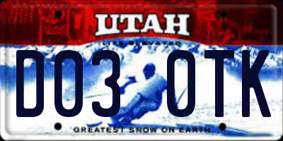 UT license plate D030TK