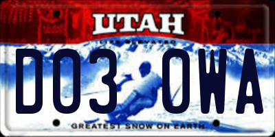 UT license plate D030WA