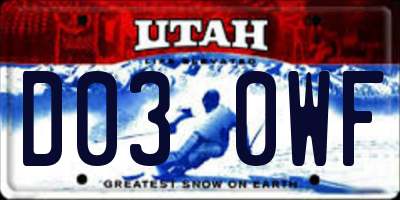 UT license plate D030WF
