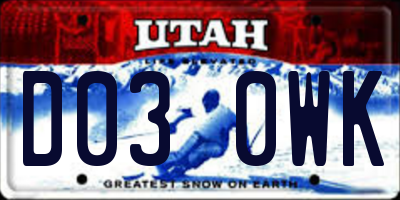 UT license plate D030WK